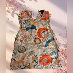 True vintage J.Crew sleeveless unique floral blouse with a cute tie back